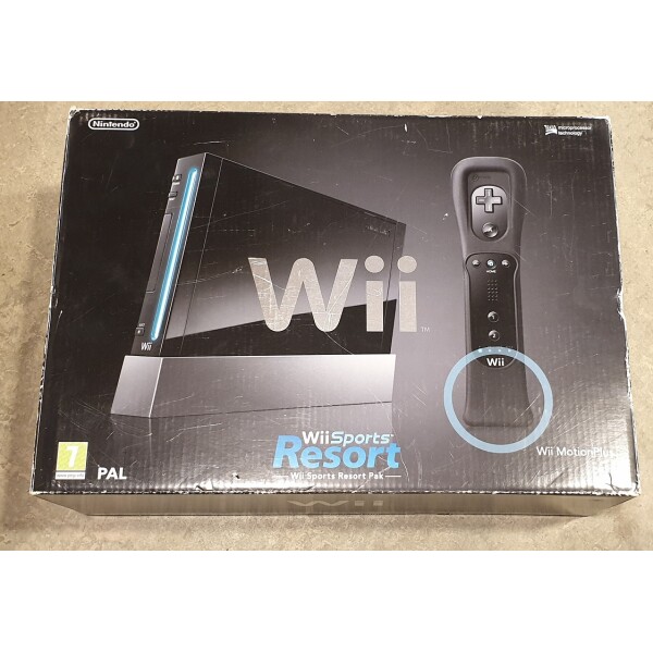 WII Enhet - Svart (i kartong) med 2 spel och motionplus adapter